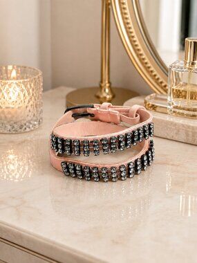 NWT $128 Tory Burch CRYSTAL EMBELLISHED DOUBLE-WRAP VELVET BRACELET